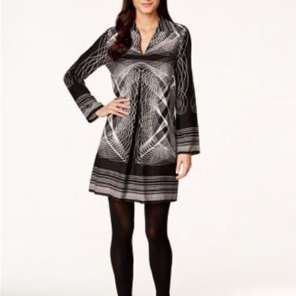 Studio M tunic dress black and white long sleeve top